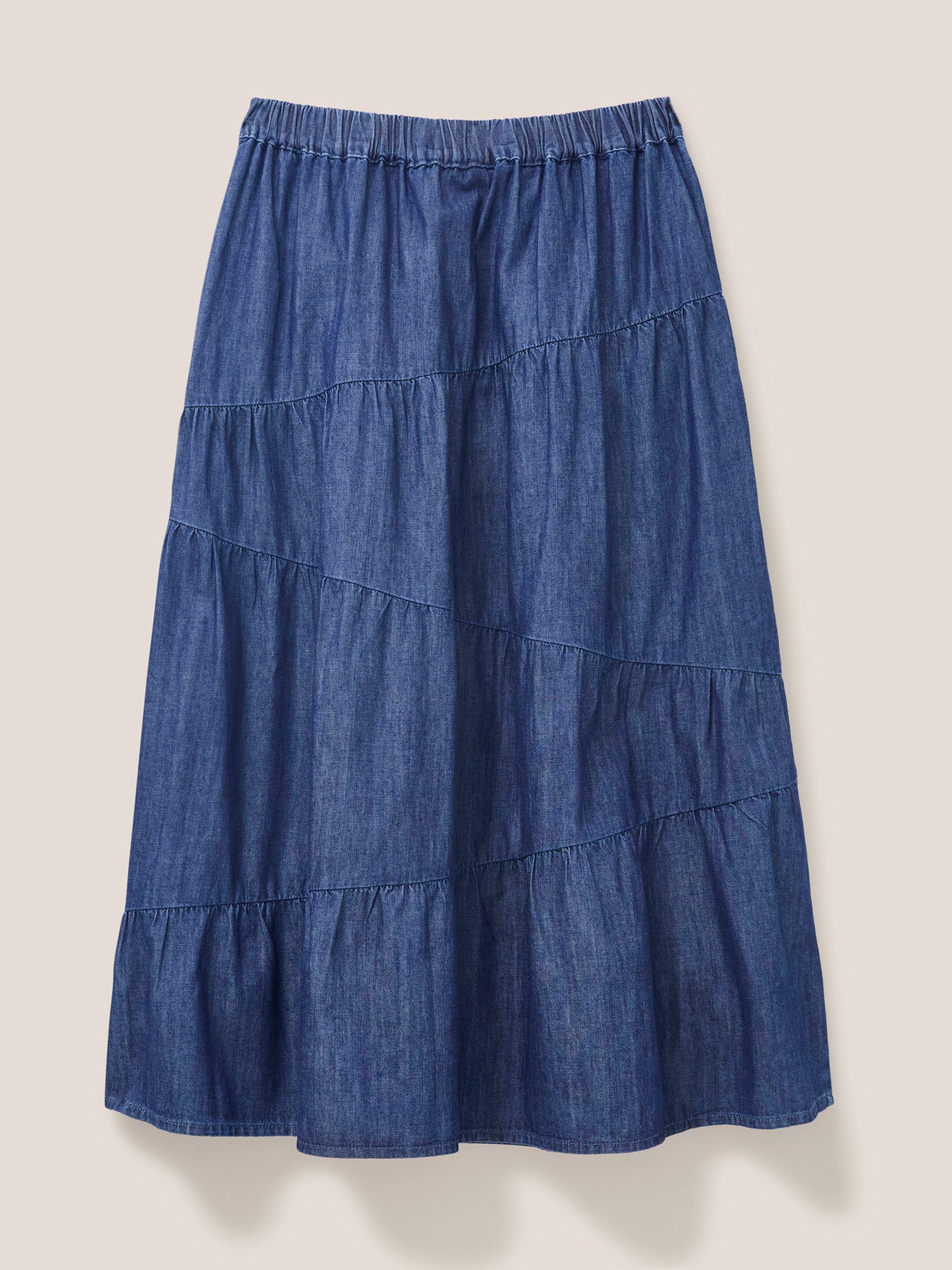 Maxi denim shop tiered skirt