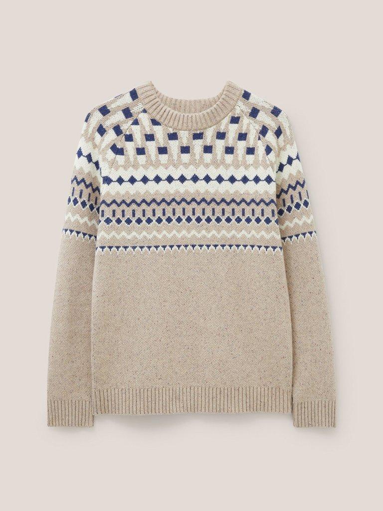 Nordic Yoke Fairisle Crew in DK NAT - FLAT FRONT
