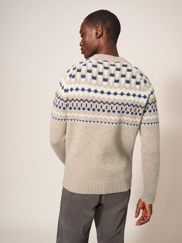 Nordic Yoke Fairisle Crew in DK NAT - MODEL BACK