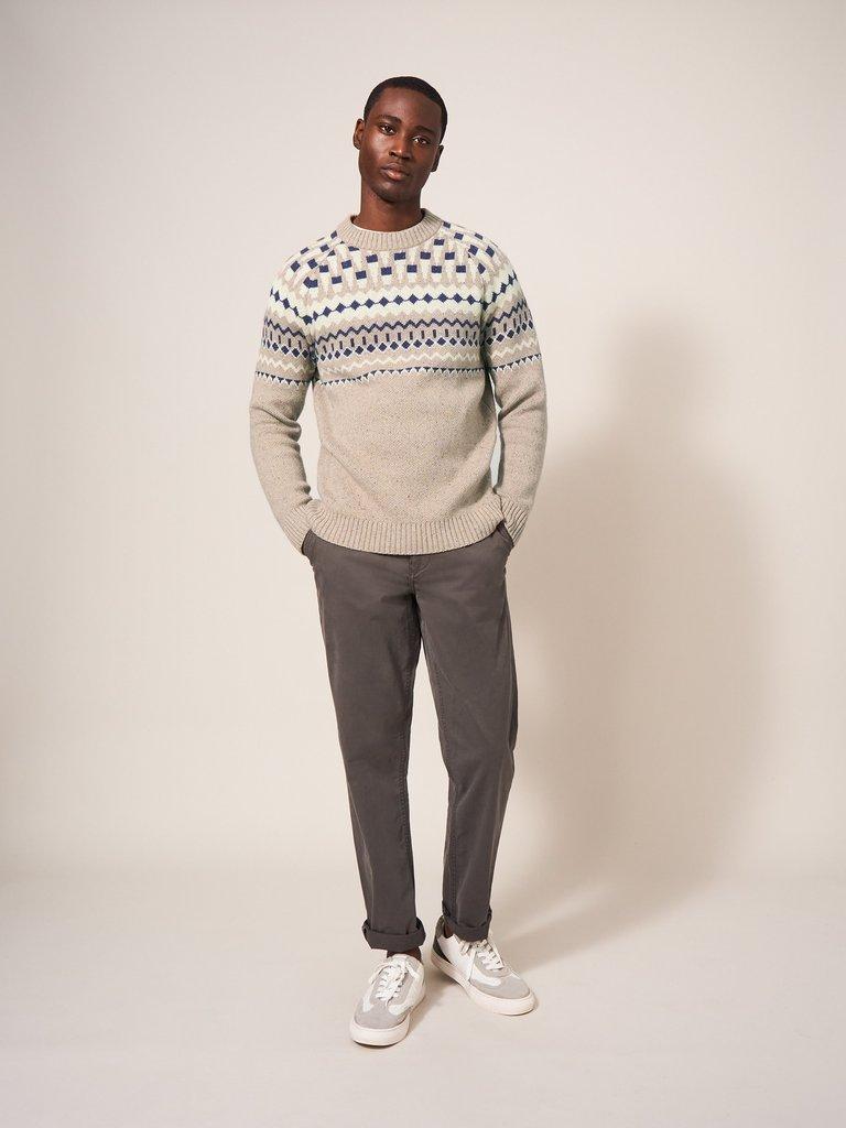 Nordic Yoke Fairisle Crew in DARK NATURAL | White Stuff