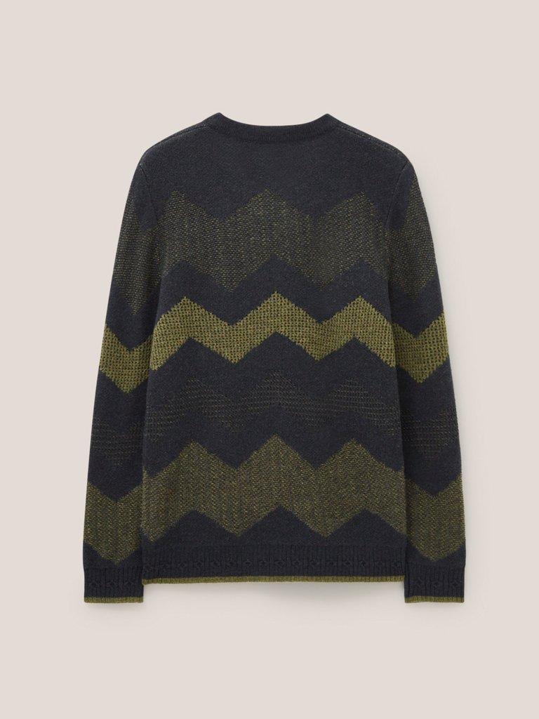 Zig Zag Textured Crew in CHARC GREY - FLAT BACK