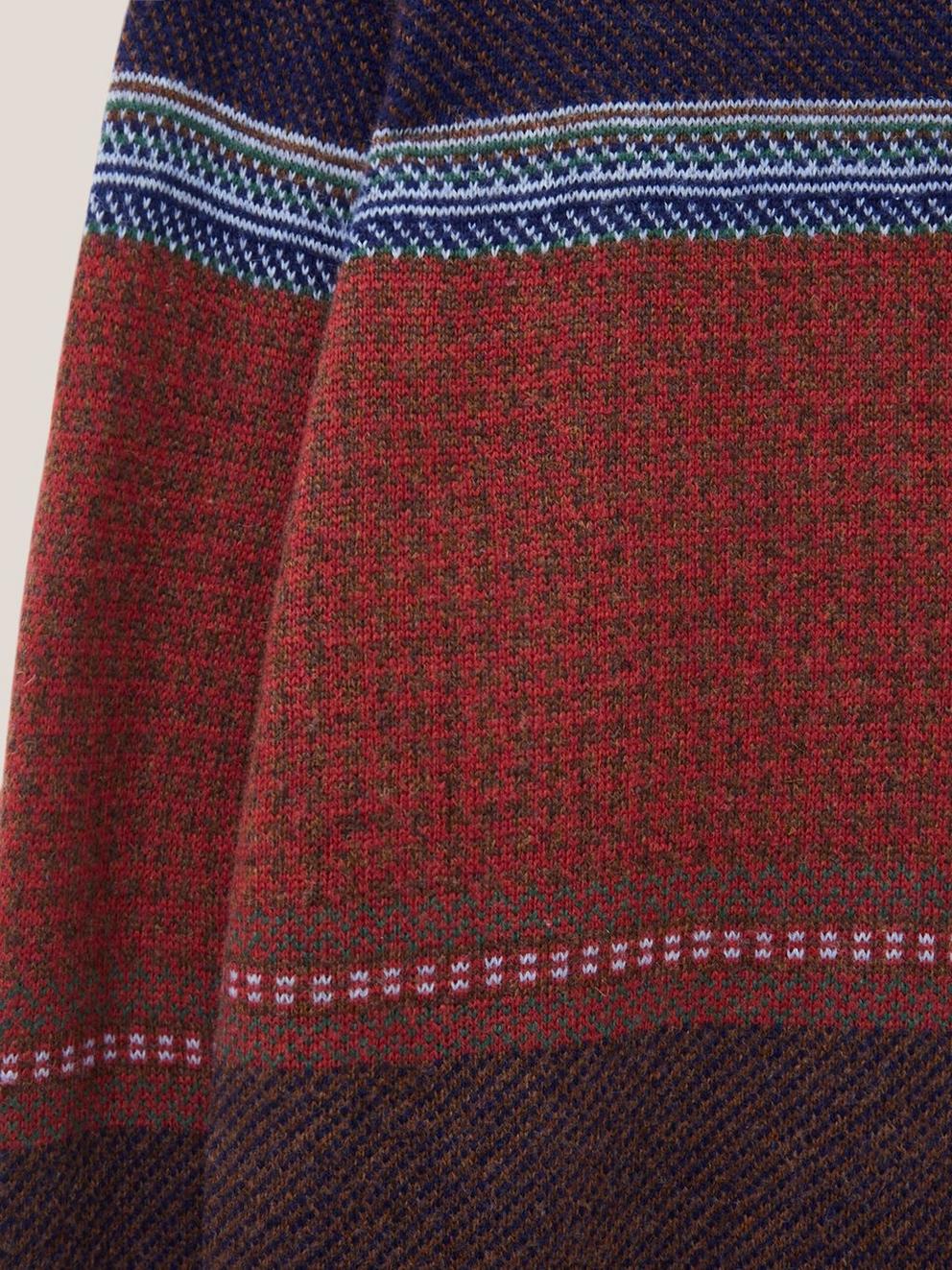 Mixed Pattern Crew in NAVY MULTI - FLAT DETAIL