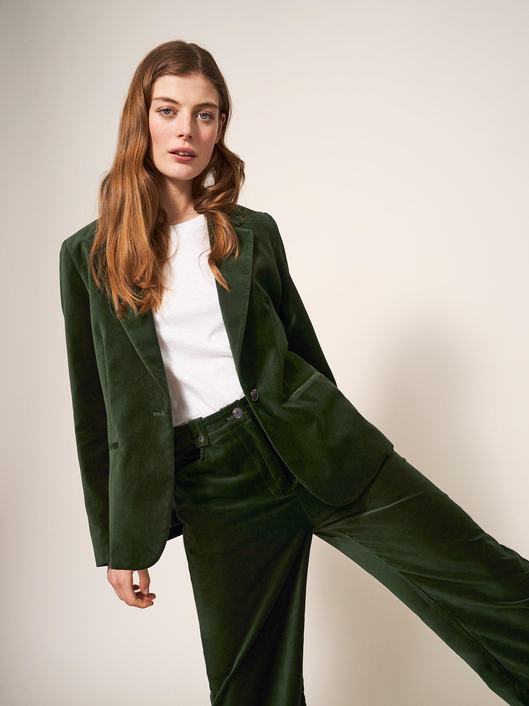 Long green velvet coat hotsell