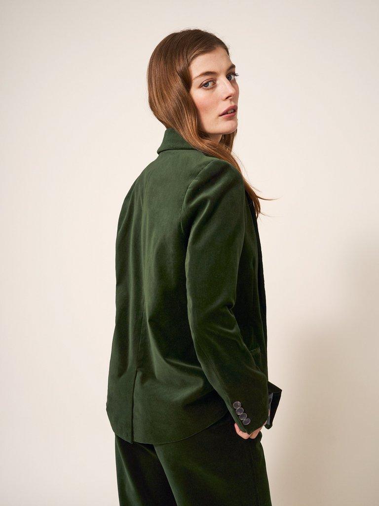 Evelyn Velvet Blazer in DARK GREEN | White Stuff