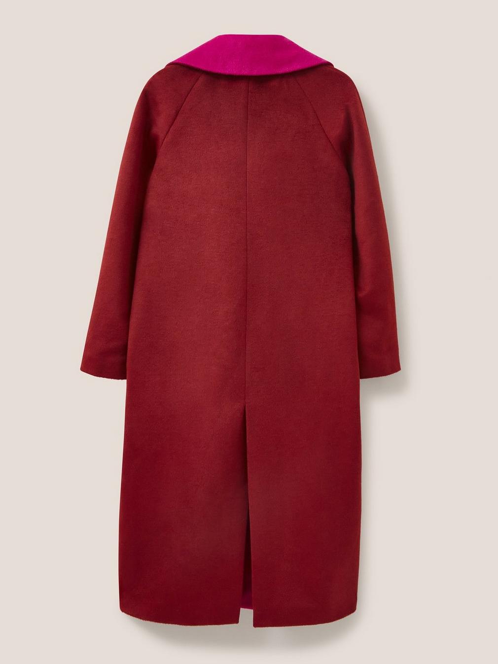 Adeline Colour Block Coat in PLUM MLT - FLAT BACK