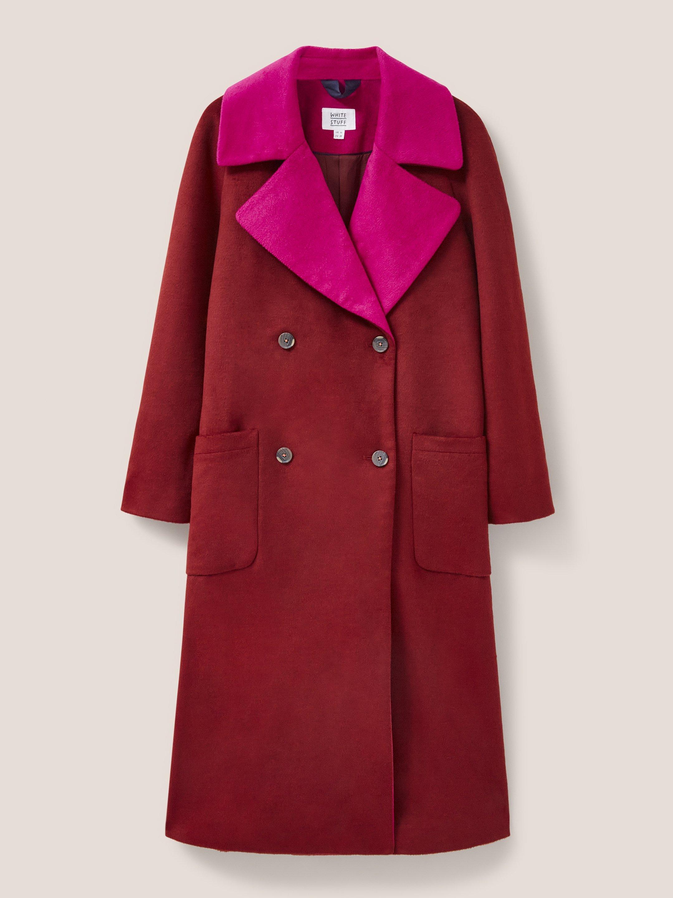 Adeline Colour Block Coat in PLUM MLT - FLAT FRONT