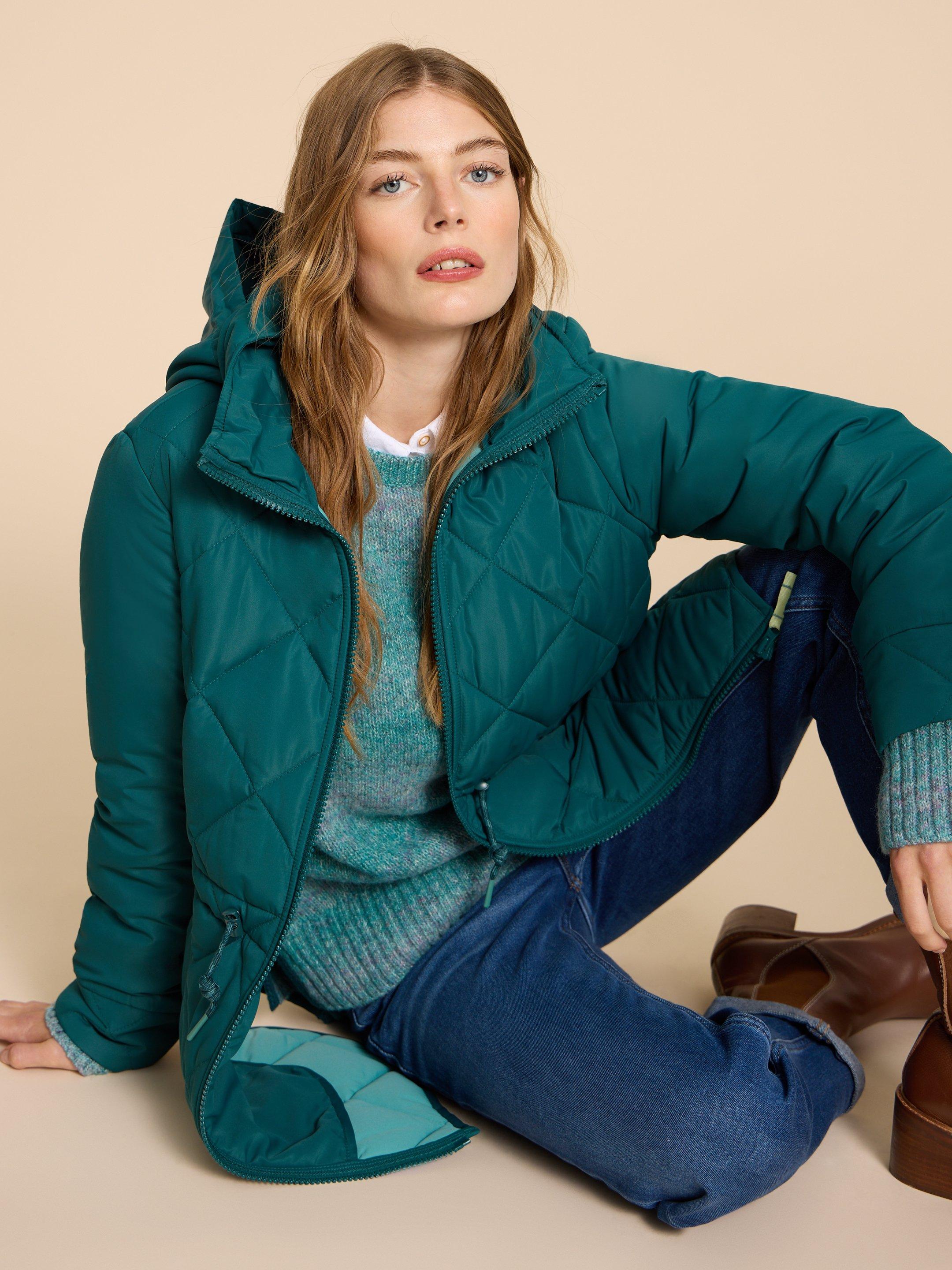 Green quilted jacket clearance womens