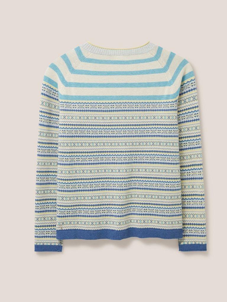 Lulu Stripe Cardigan in TEAL MLT - FLAT BACK