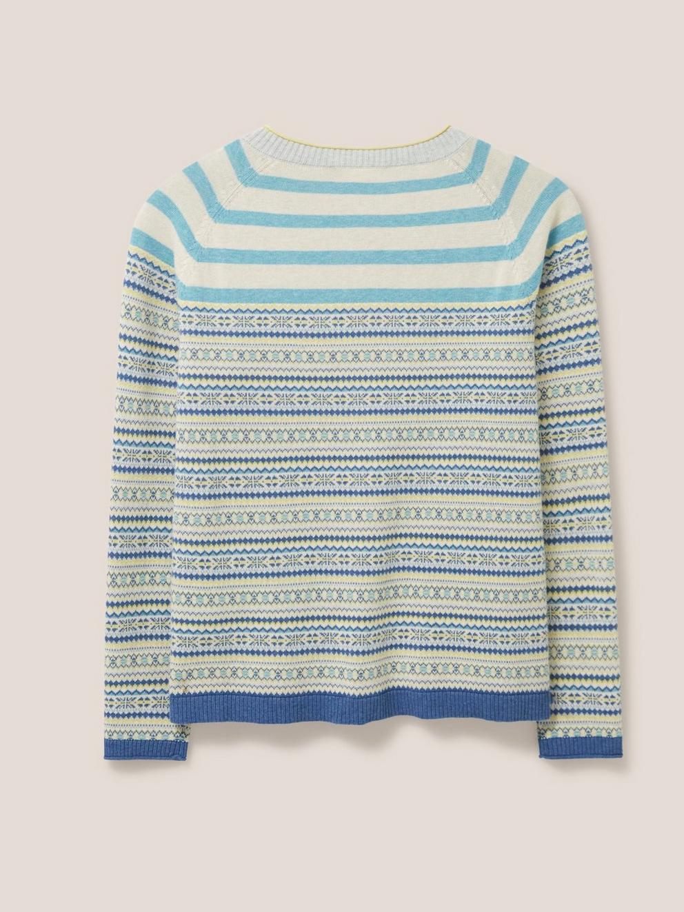 Lulu Stripe Cardigan in TEAL MLT - FLAT BACK