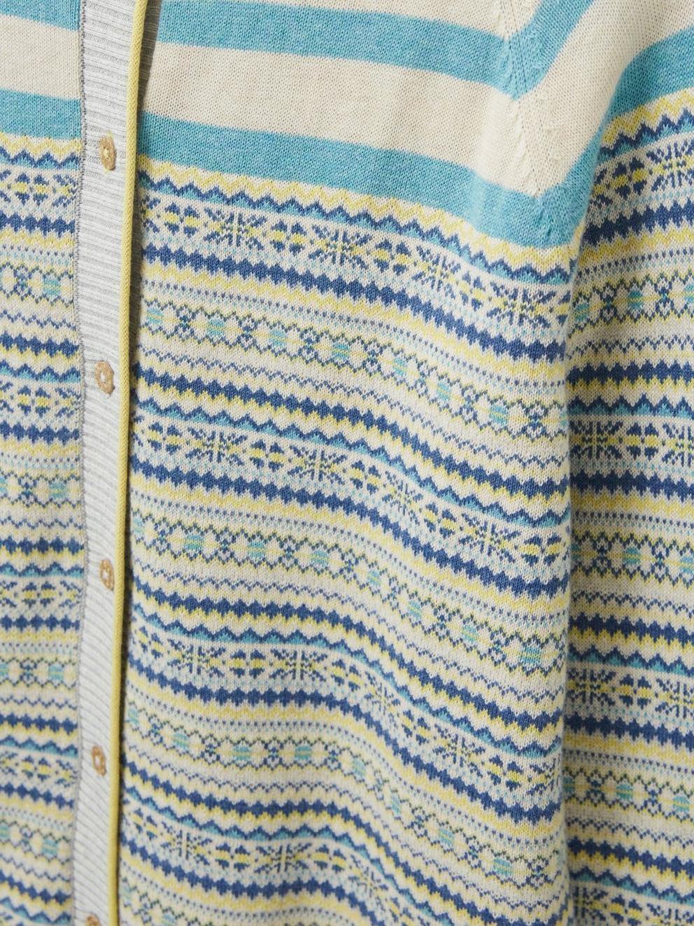 Lulu Stripe Cardigan in TEAL MLT - FLAT DETAIL