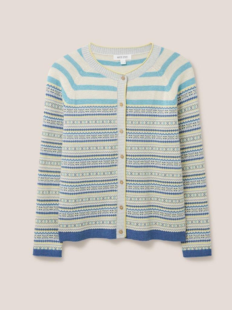 Lulu Stripe Cardigan in TEAL MLT - FLAT FRONT