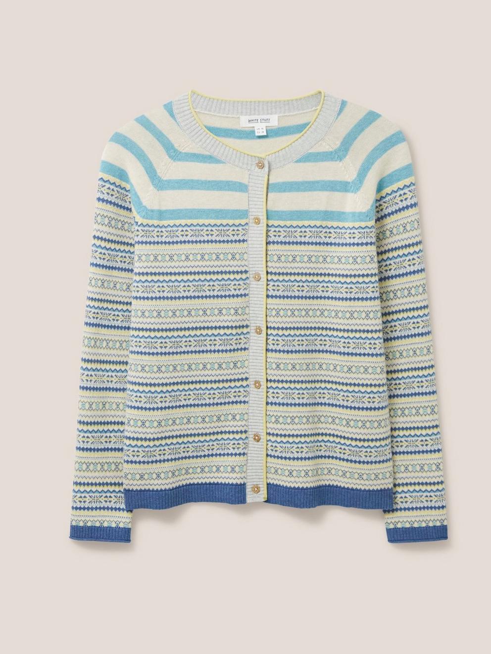 Lulu Stripe Cardigan in TEAL MLT - FLAT FRONT