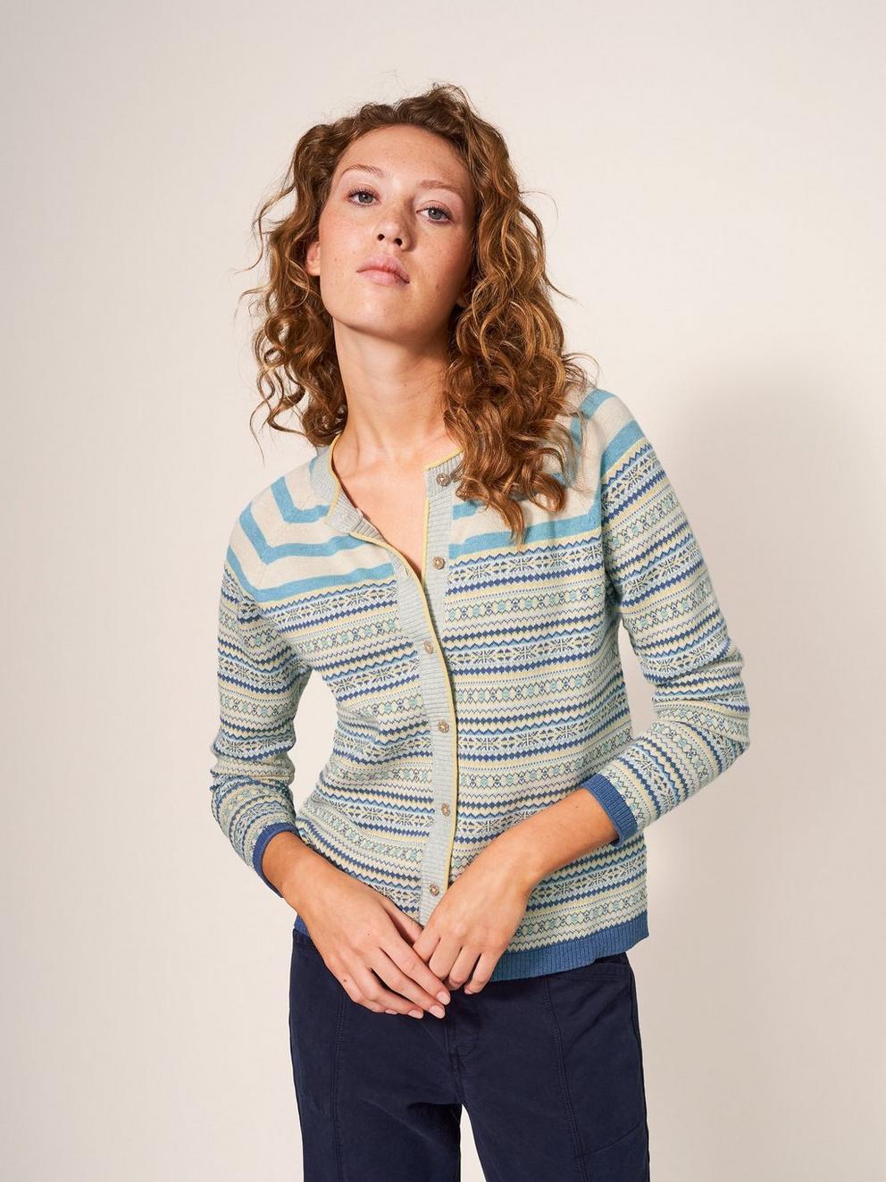 Lulu Stripe Cardigan in TEAL MLT - LIFESTYLE