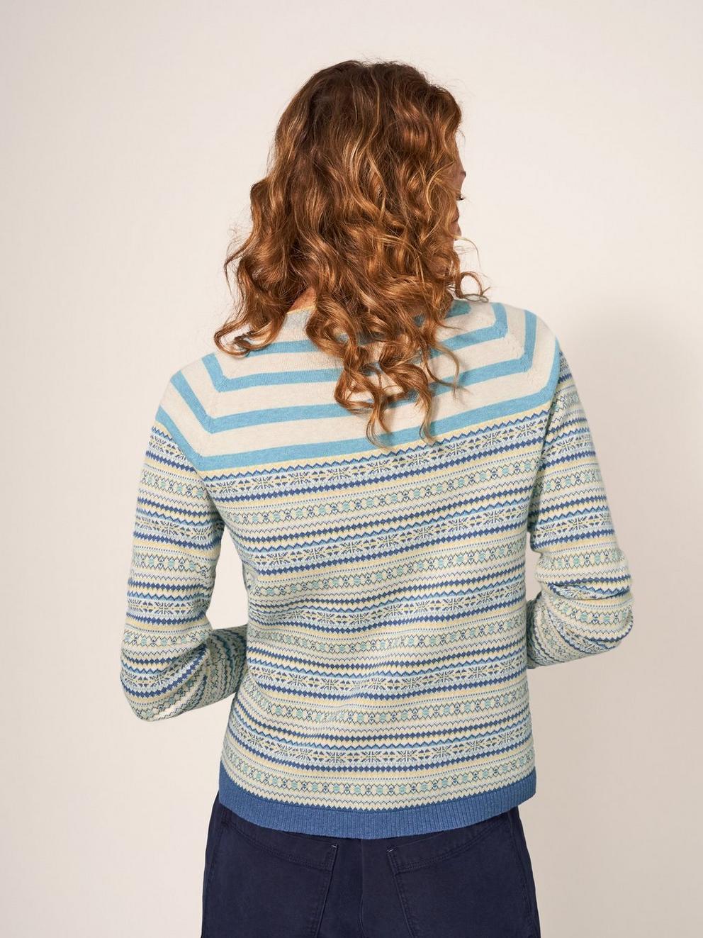 Lulu Stripe Cardigan in TEAL MLT - MODEL BACK