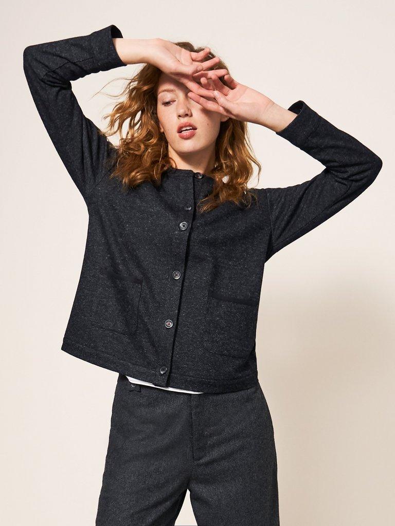 Adele Jersey Jacket in GREY MLT - MODEL DETAIL