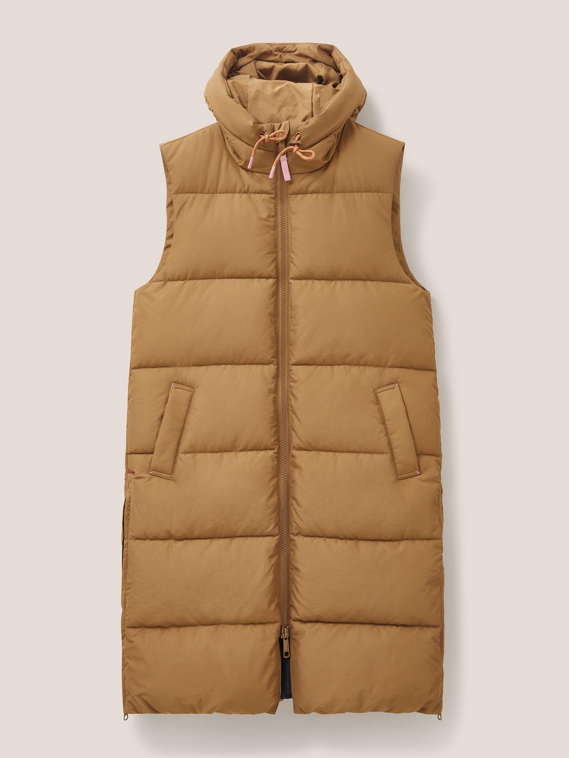 Ember Quilted Gilet in MID TAN - FLAT FRONT