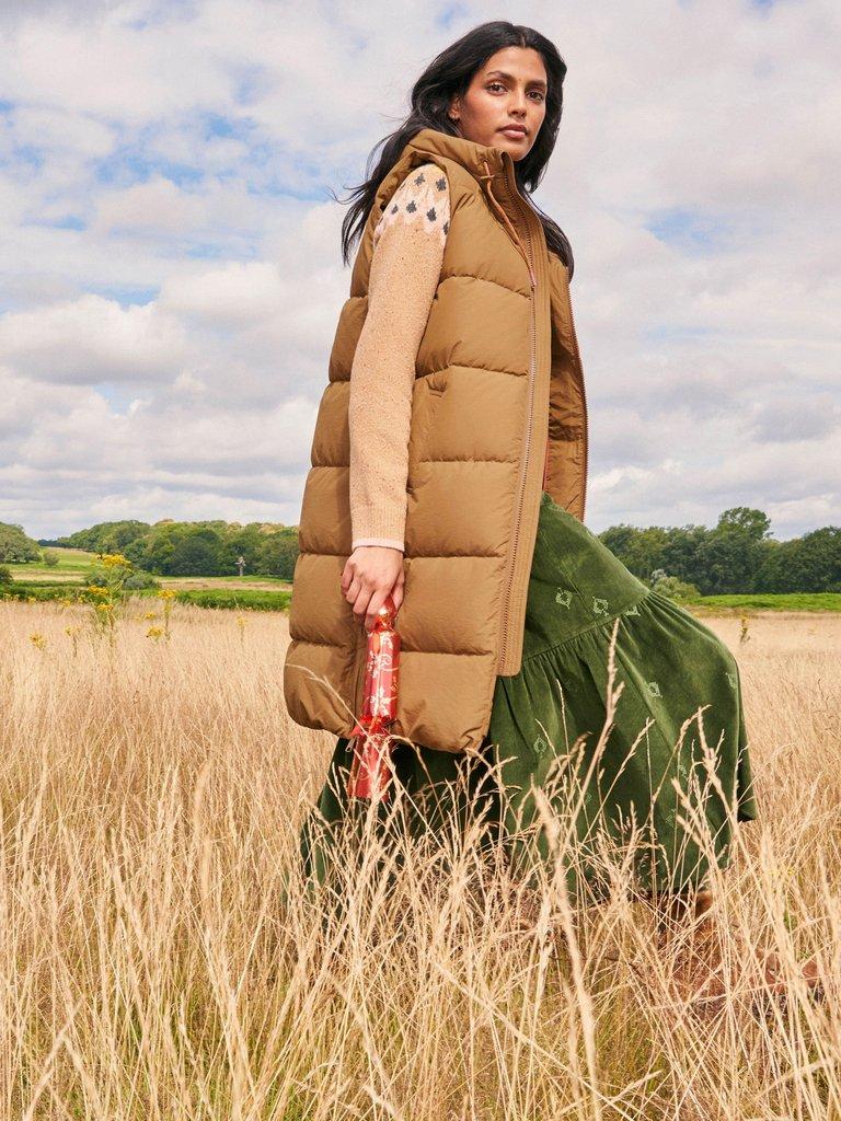 Ember Quilted Gilet in MID TAN - MIXED