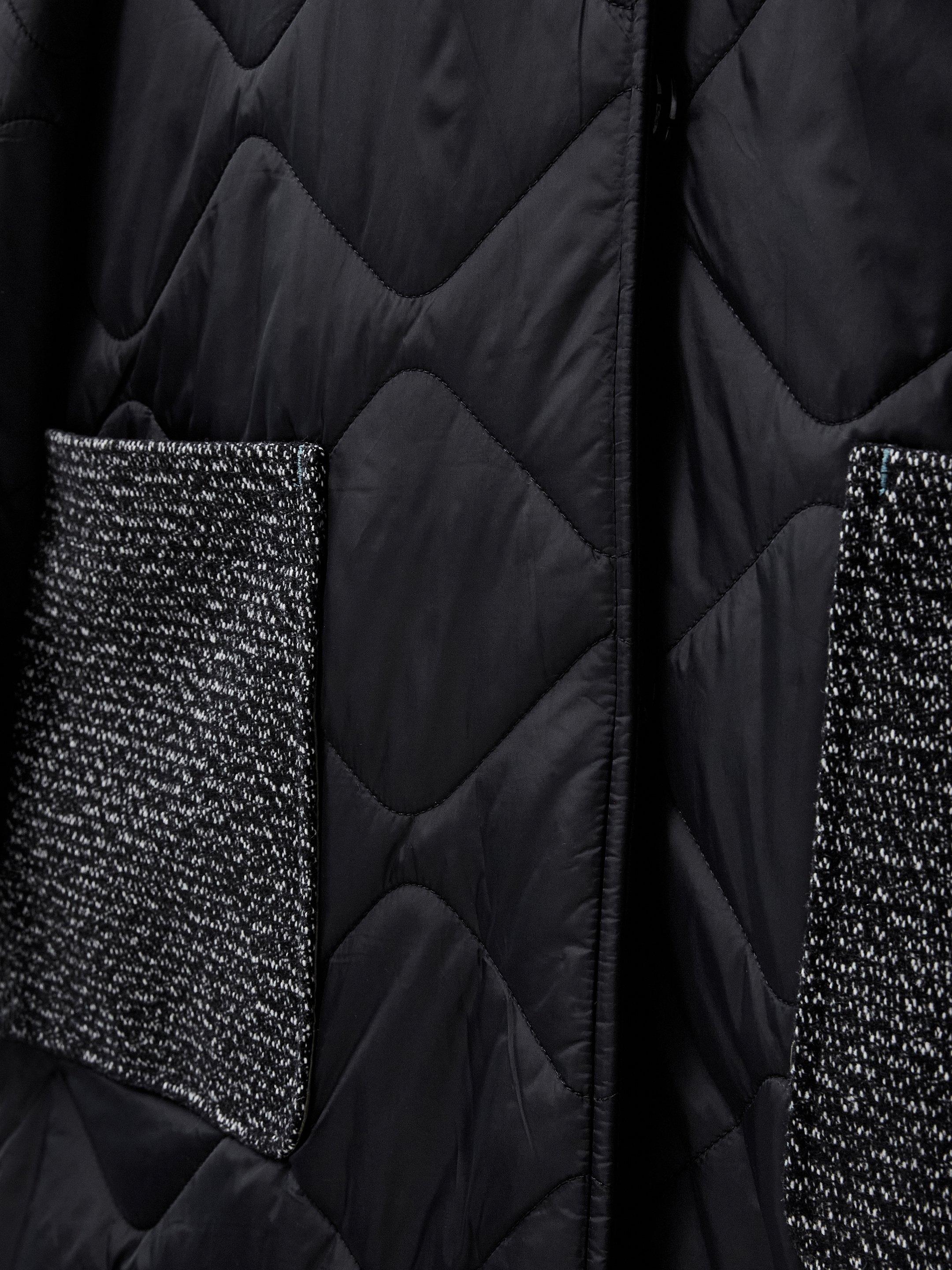 Luna Fabric Mix Quilted Coat in BLK MLT - FLAT DETAIL