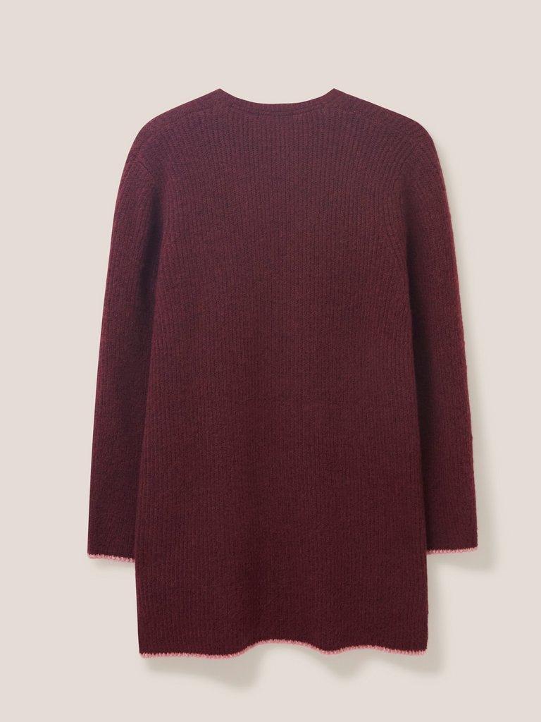 ERICA LONGLINE CARDI in DK PLUM - FLAT BACK