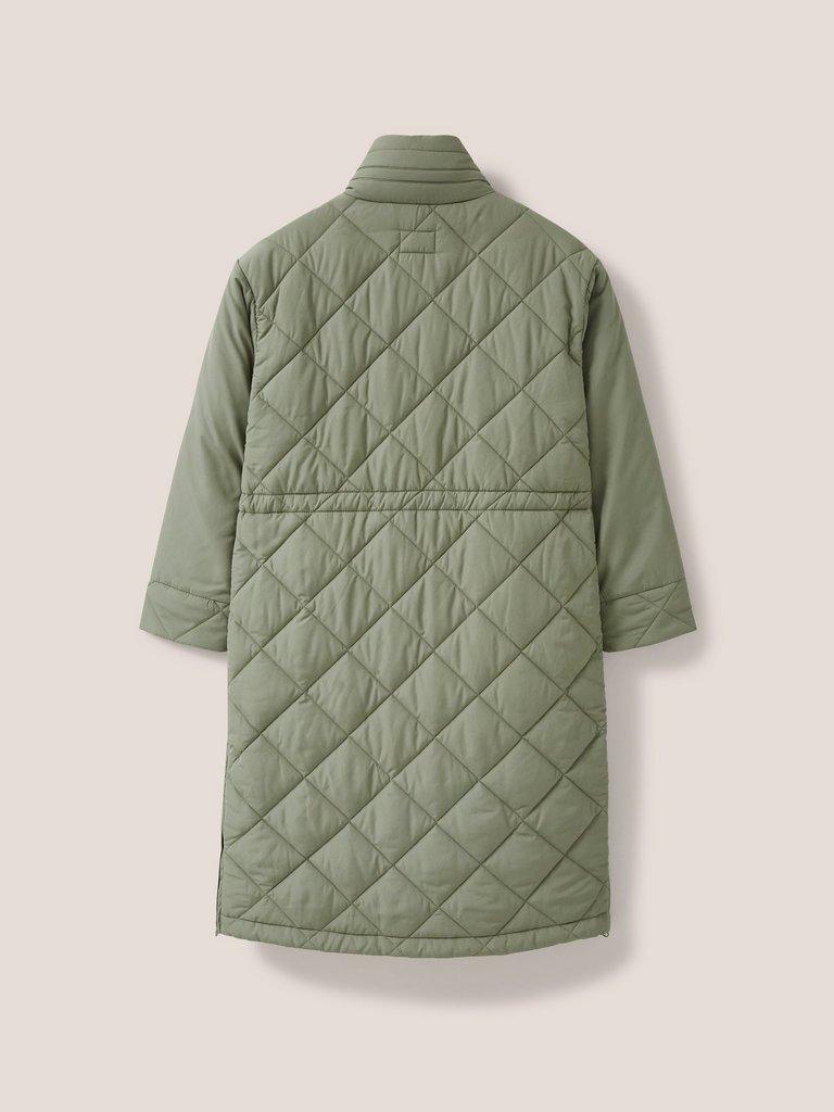 Lorena Quilted Coat in MID GREEN - FLAT BACK