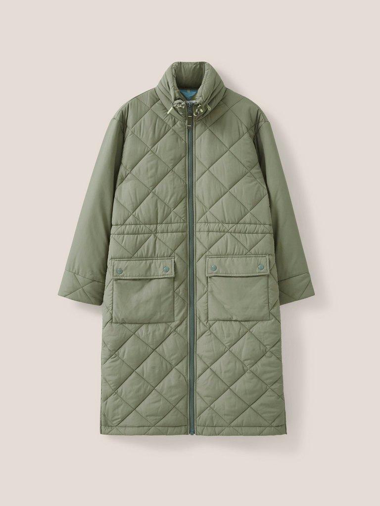 Lorena Quilted Coat in MID GREEN | White Stuff