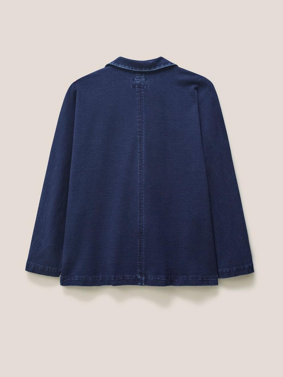 Daphne Jersey Blazer in DK DENIM - FLAT BACK