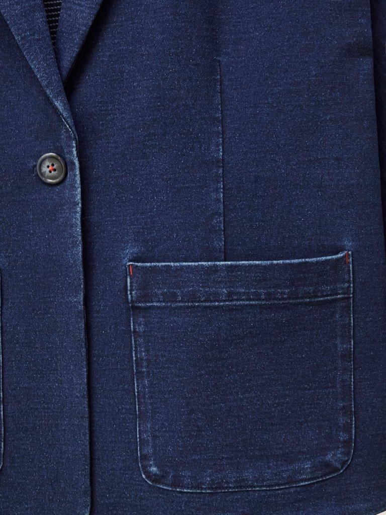 Daphne Jersey Blazer in DK DENIM - FLAT DETAIL