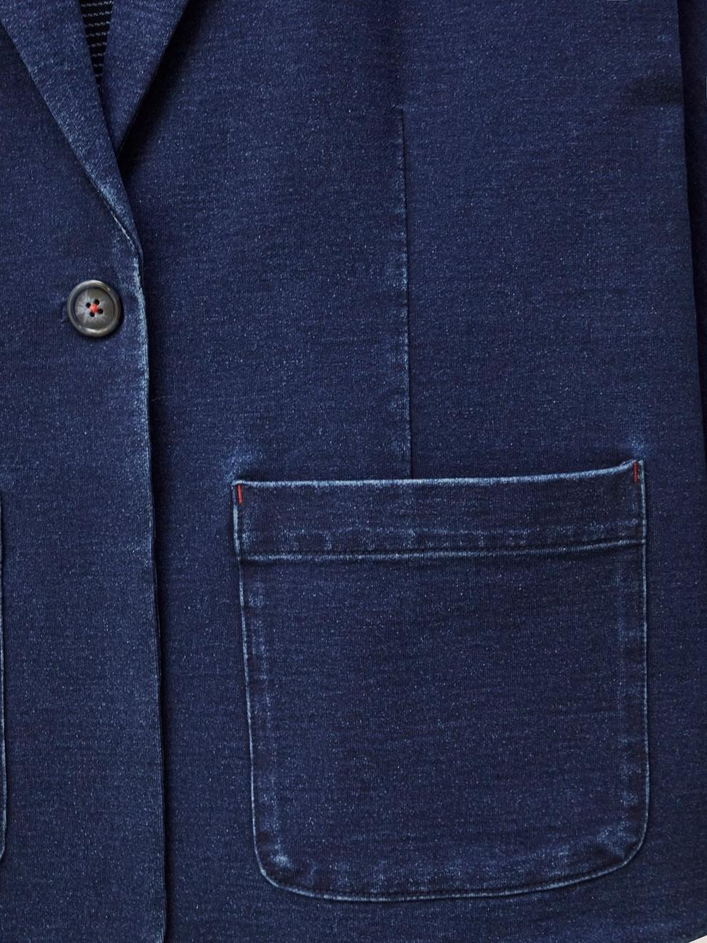 Daphne Jersey Blazer in DK DENIM - FLAT DETAIL