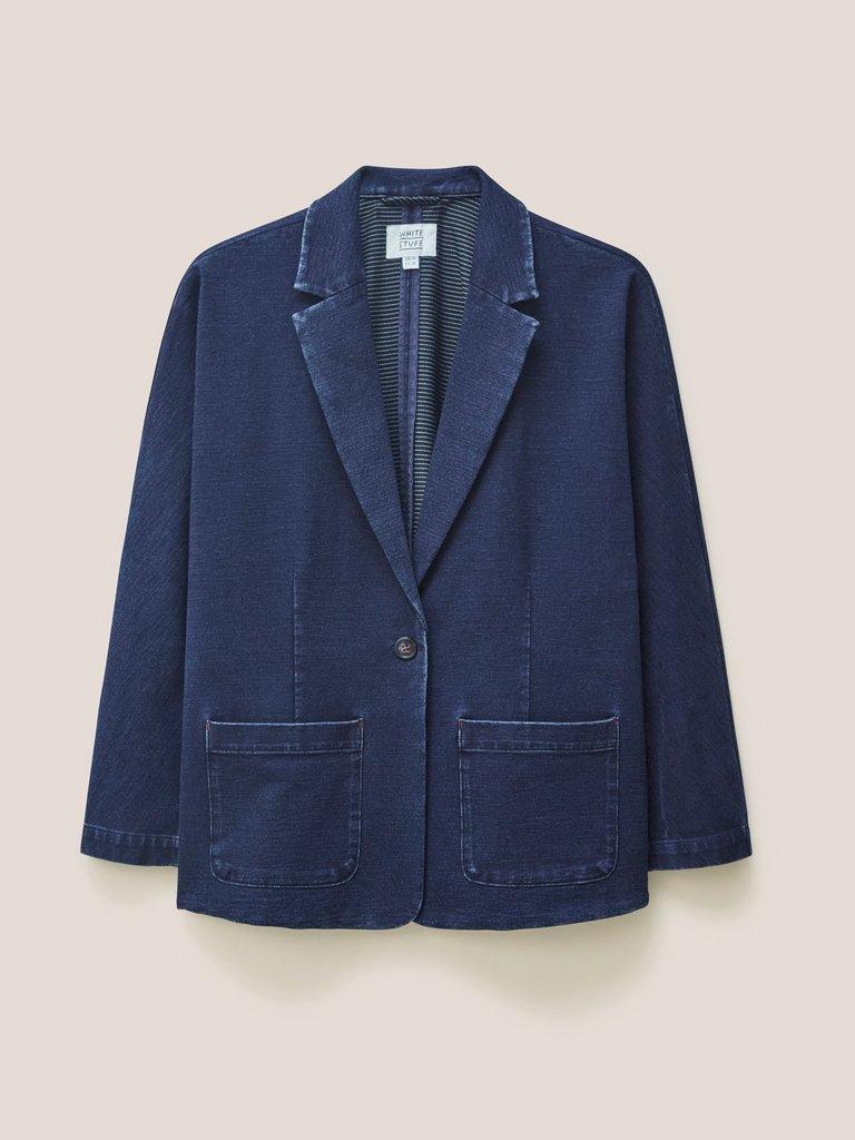 Daphne Jersey Blazer in DK DENIM - FLAT FRONT