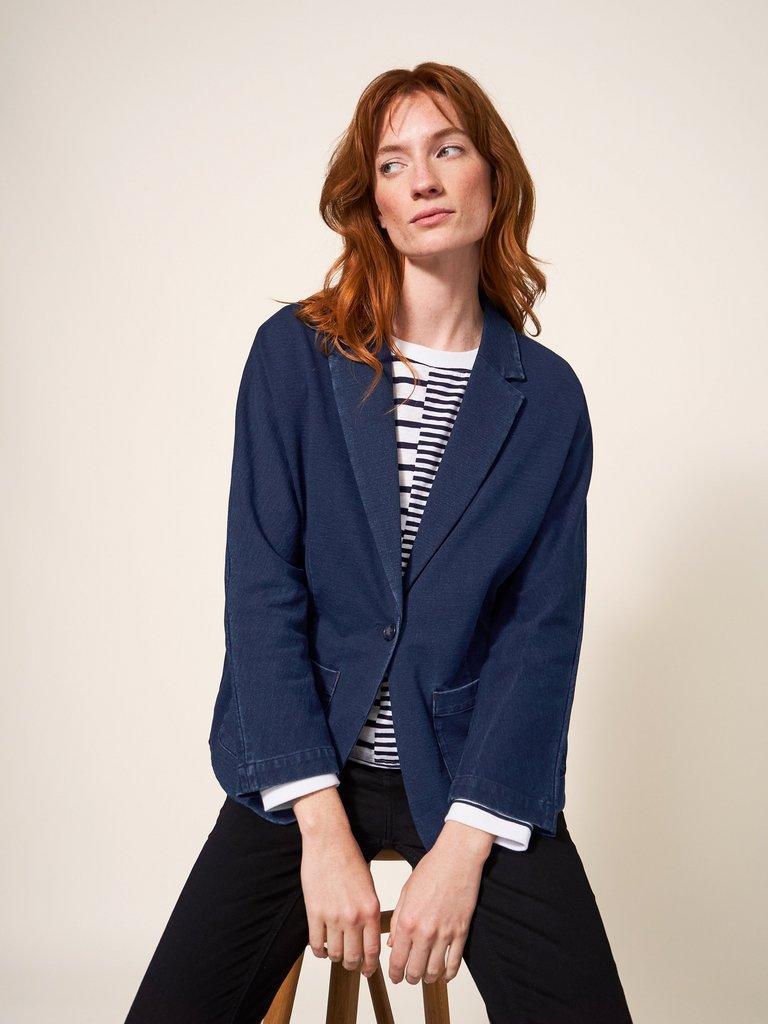 Daphne Jersey Blazer in DK DENIM | White Stuff