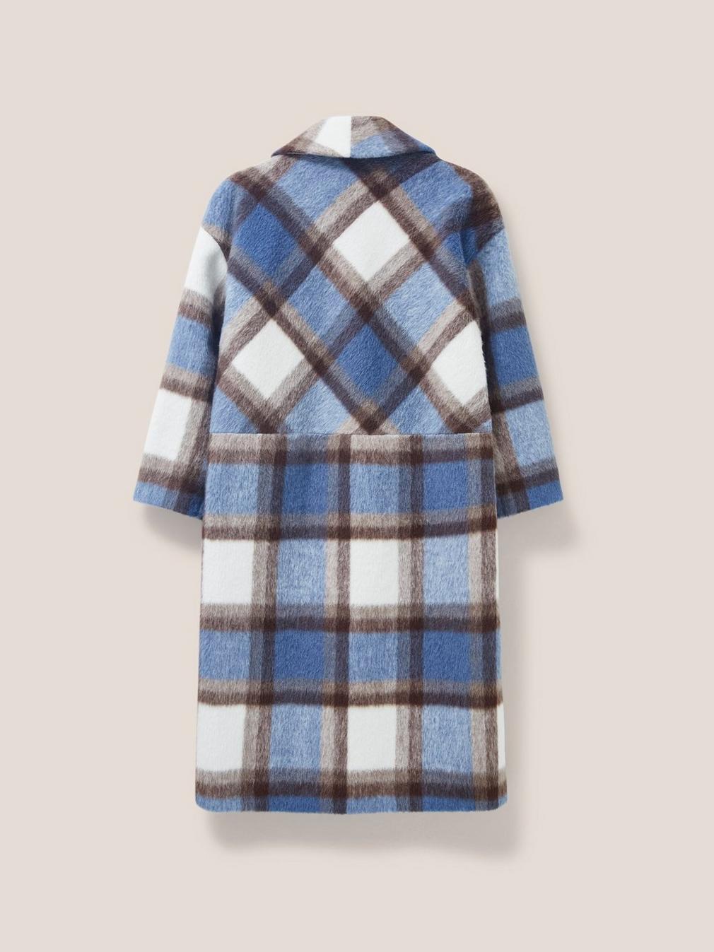 Lara Check Coat in BLUE MLT - FLAT BACK