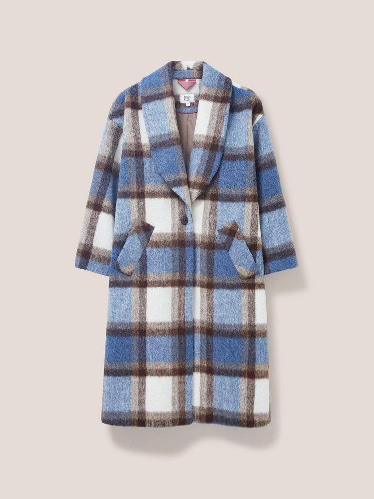 Blue check sales coat womens