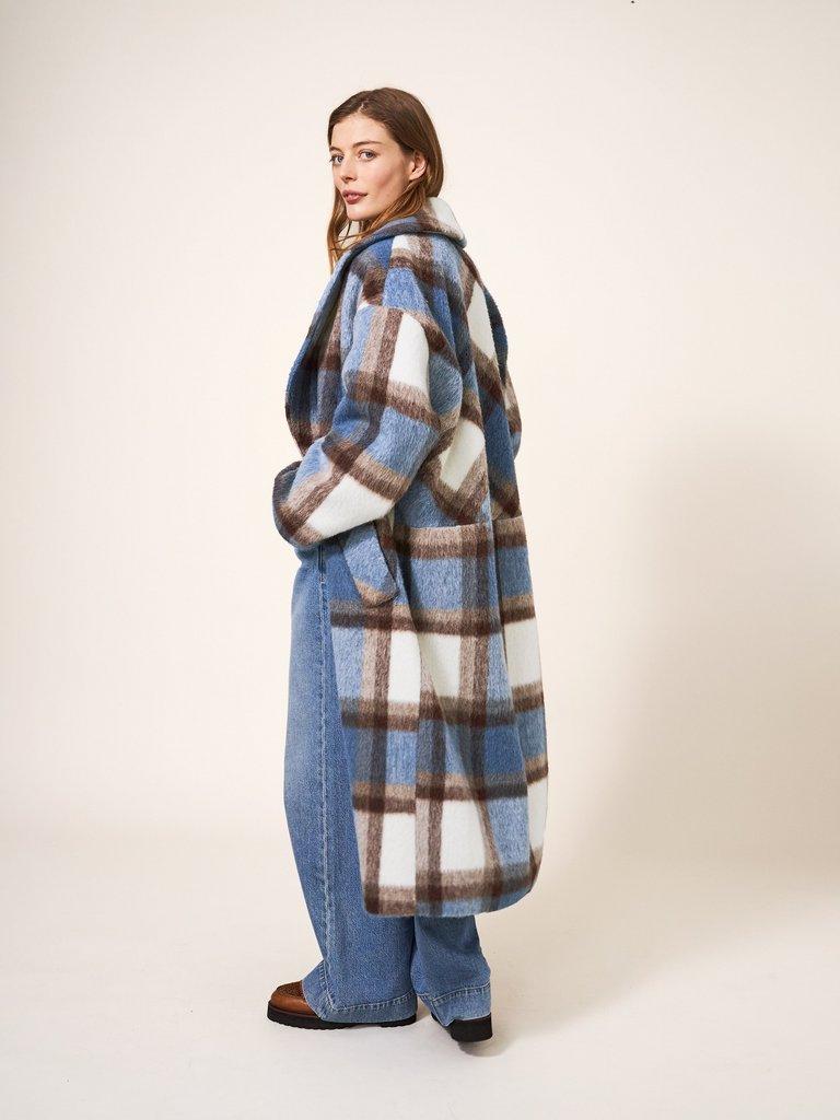 Lara Check Coat in BLUE MULTI White Stuff