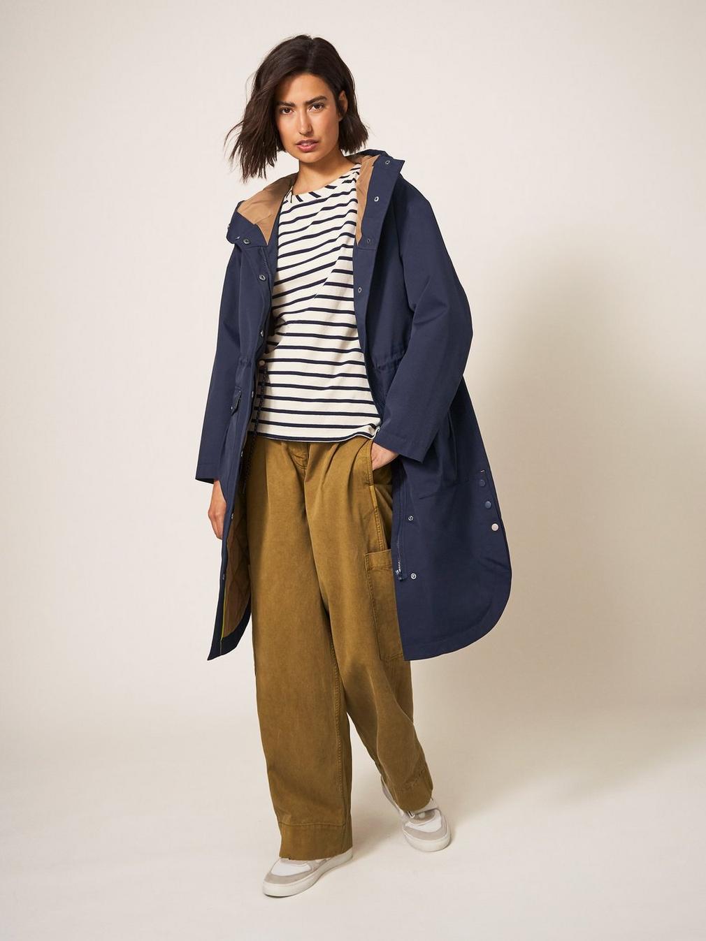 Millie Waterproof Coat in NAVY MULTI - LIFESTYLE