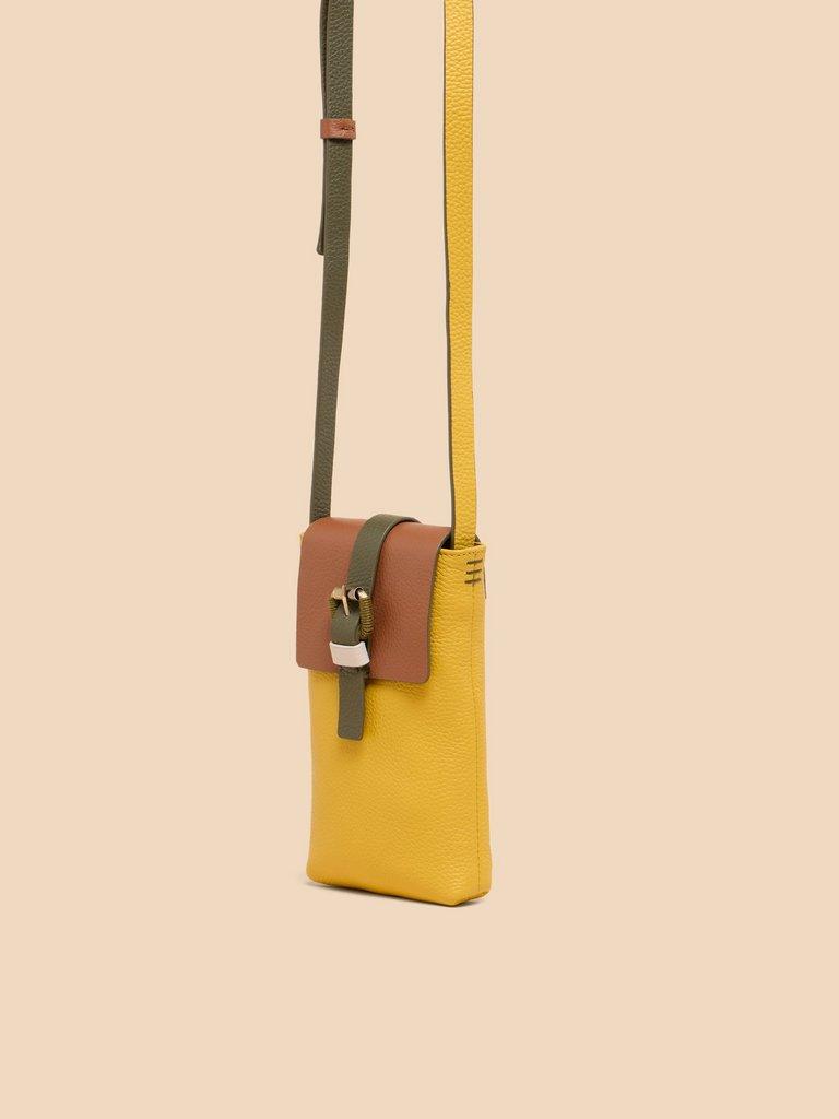 Clara Buckle Leather Phone Bag in CHART MLT - FLAT FRONT