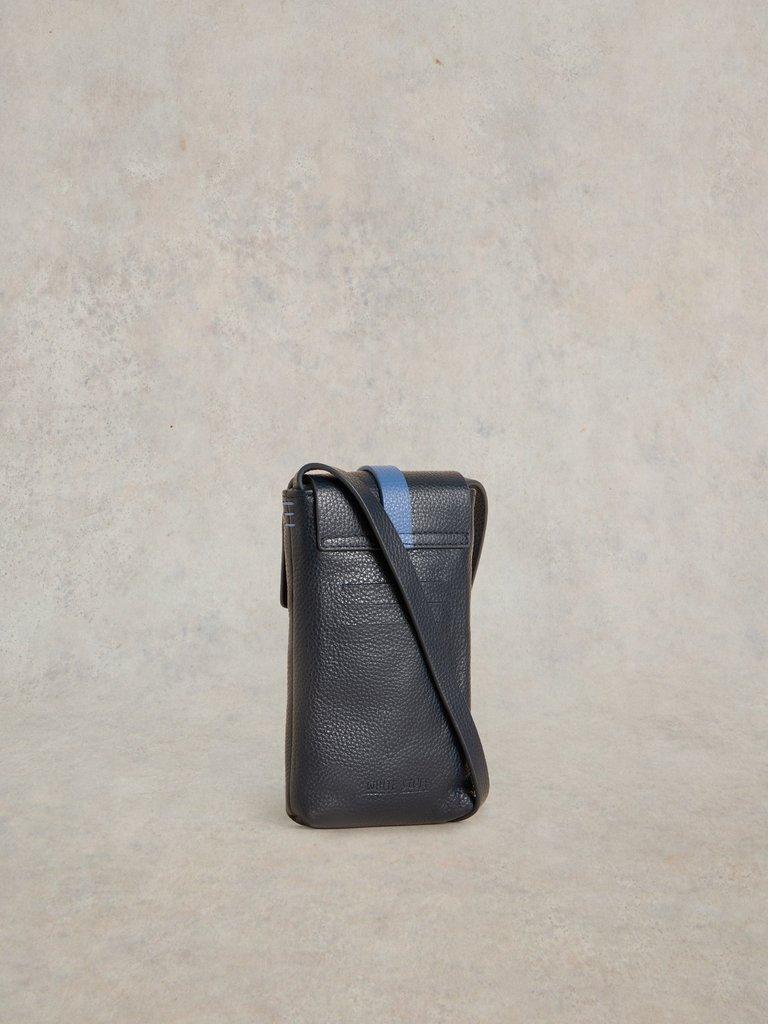 Clara Buckle Leather Phone Bag in FR NAVY - FLAT BACK