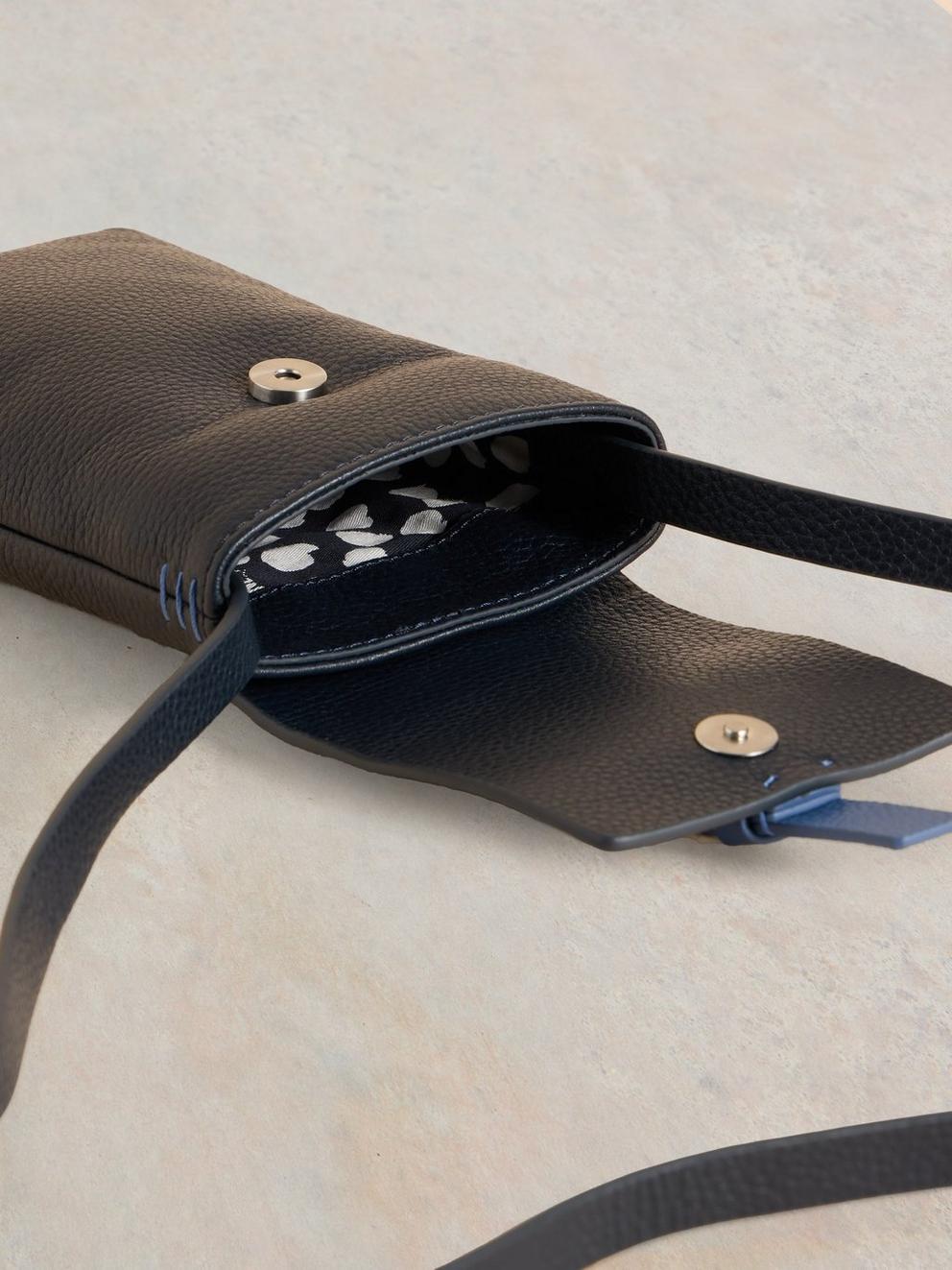 Clara Buckle Leather Phone Bag in FR NAVY - FLAT DETAIL