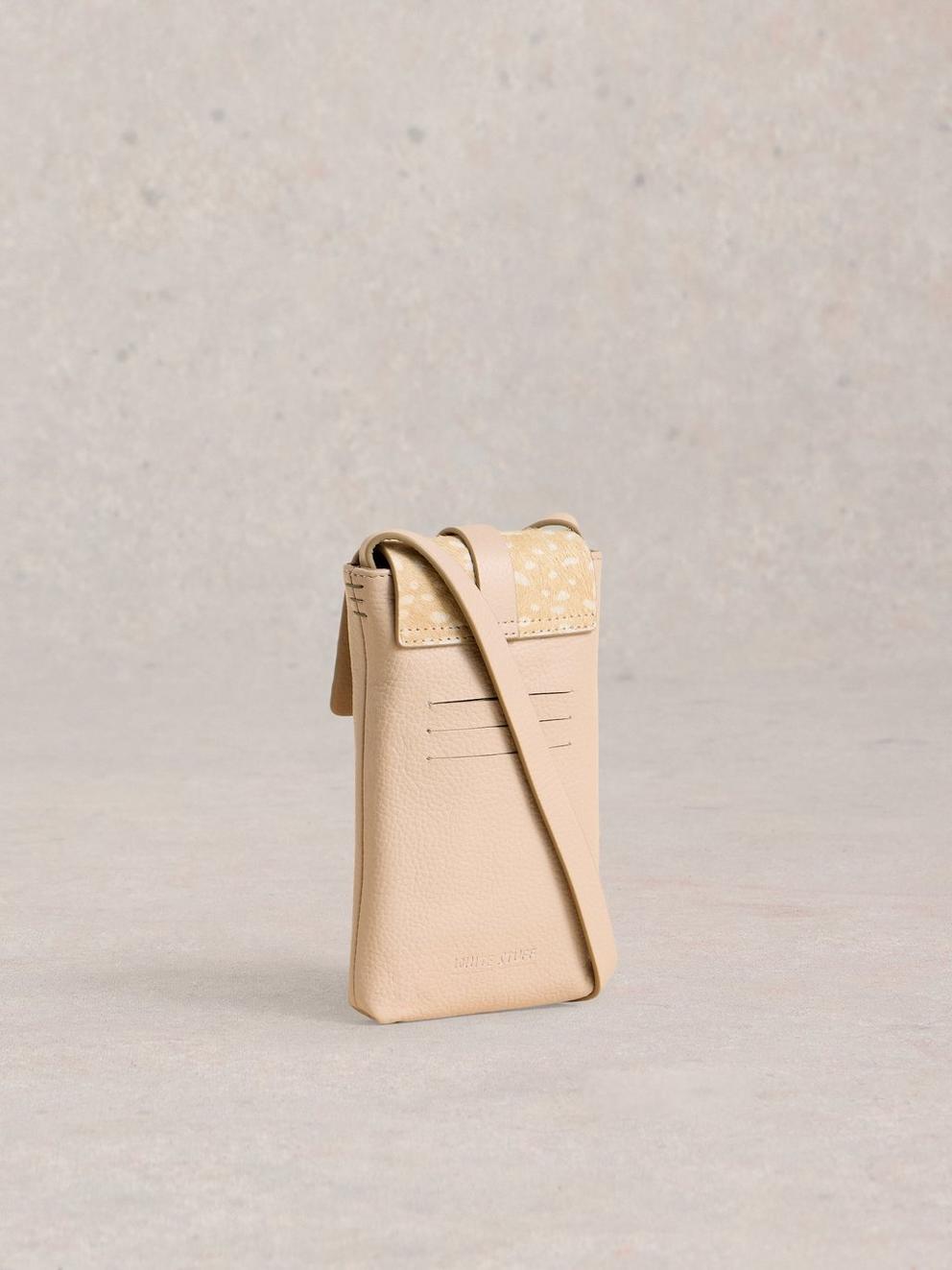 Clara Buckle Leather Phone Bag in NAT MLT - FLAT BACK