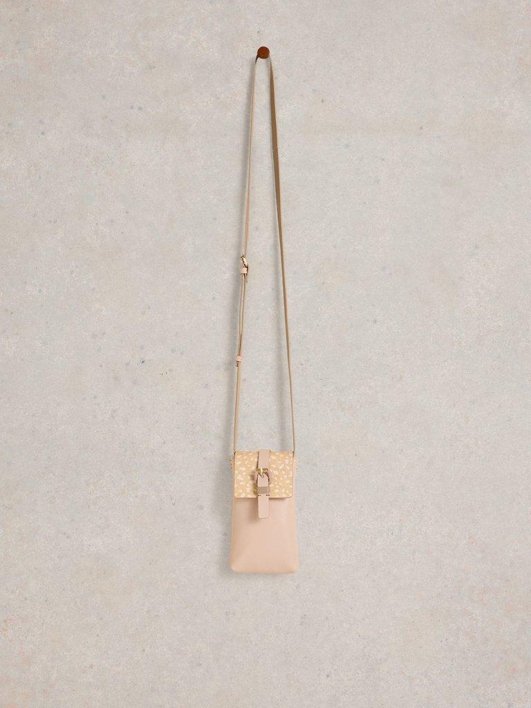 Clara Buckle Leather Phone Bag in NAT MLT - FLAT FRONT