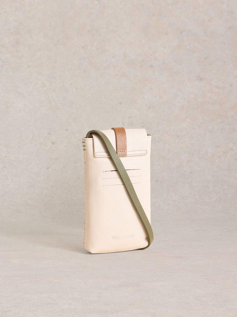 Clara Buckle Leather Phone Bag in PALE IVORY - FLAT BACK