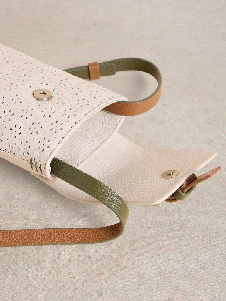 Clara Buckle Leather Phone Bag in PALE IVORY - FLAT DETAIL