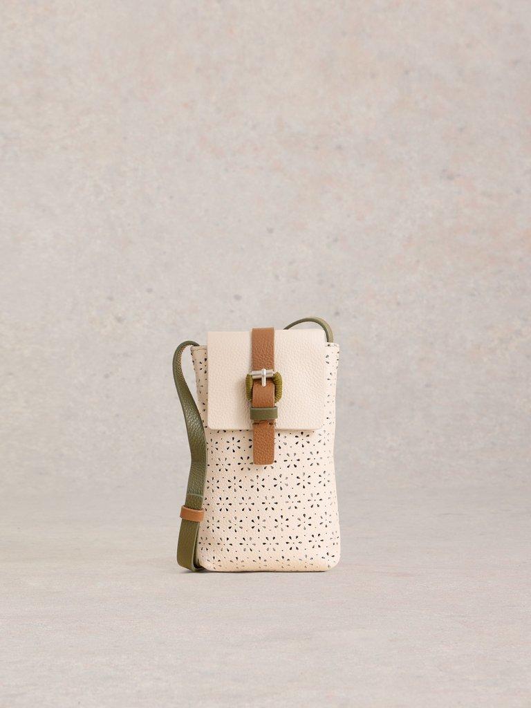 Clara Buckle Leather Phone Bag in PALE IVORY - LIFESTYLE