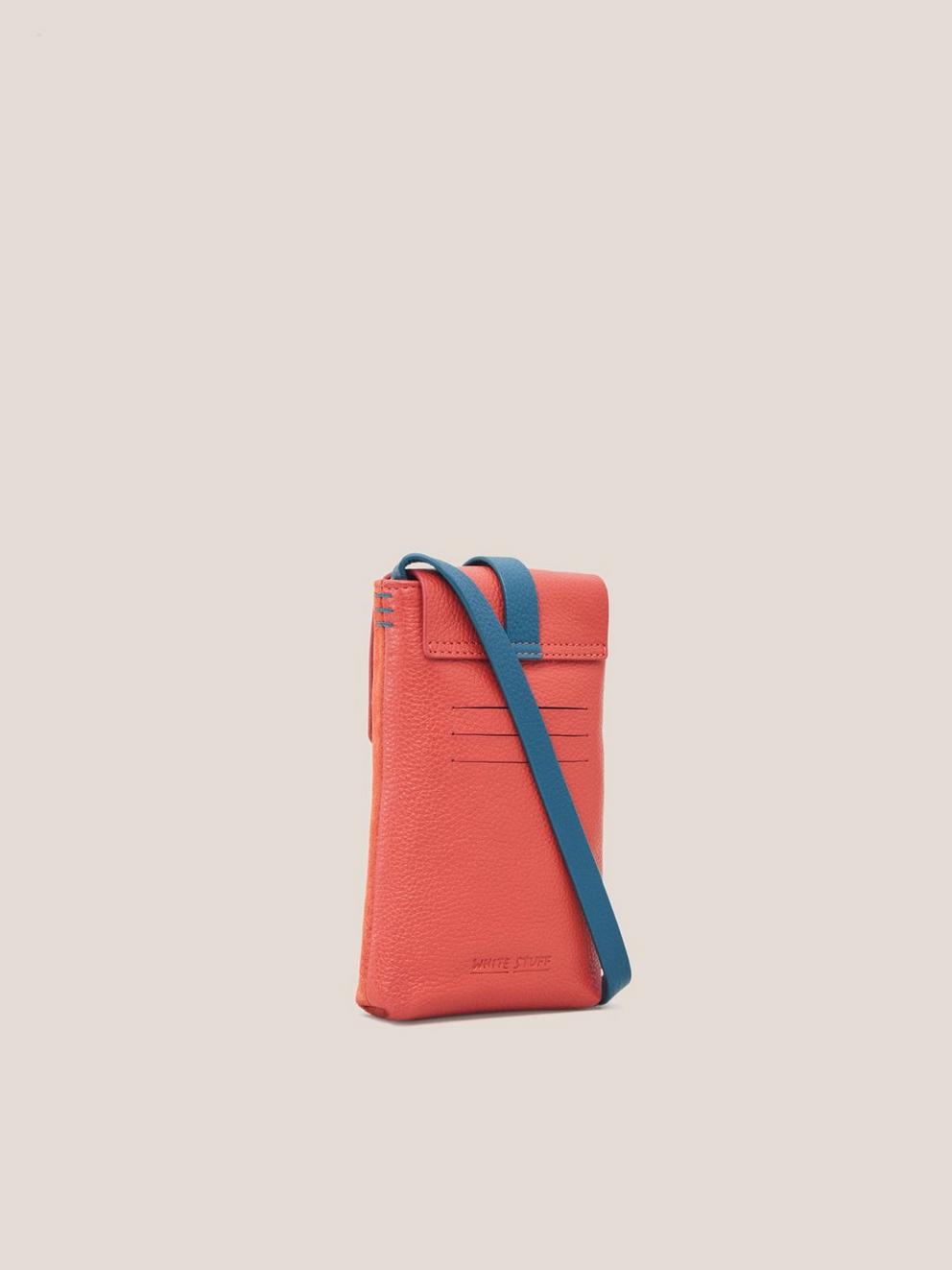 Clara Buckle Suede Phone Bag in BRT ORANGE - FLAT BACK