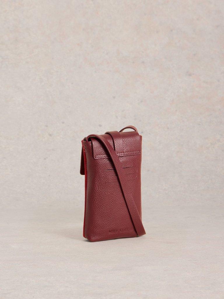 Clara Buckle Suede Phone Bag in BRT RED - FLAT BACK