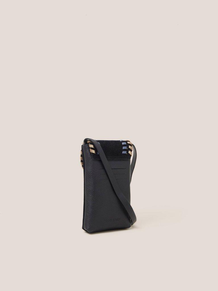 Whipstitch Leather Phone bag in BLK MLT - FLAT BACK