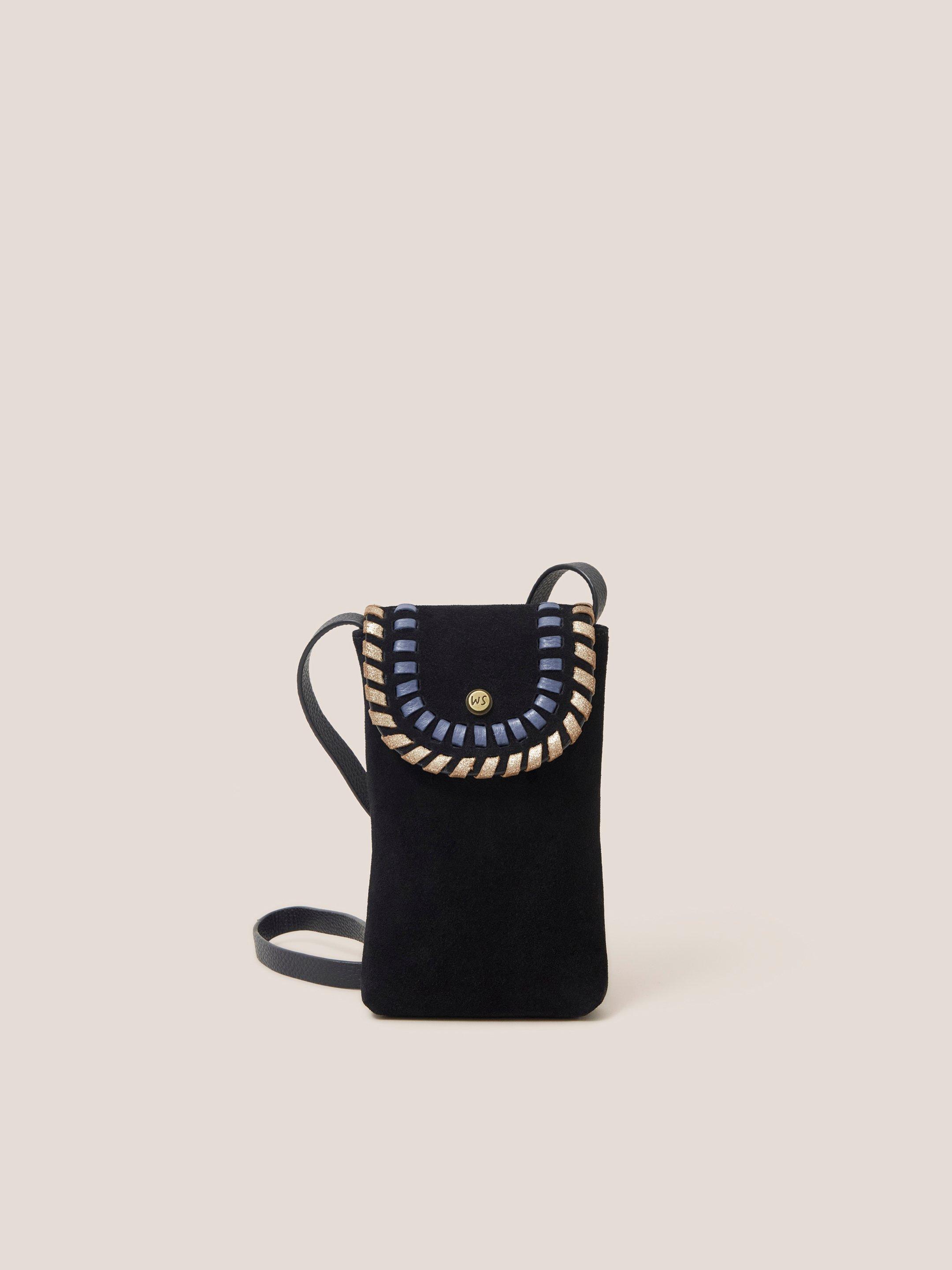 Whipstitch Leather Phone bag in BLK MLT - LIFESTYLE
