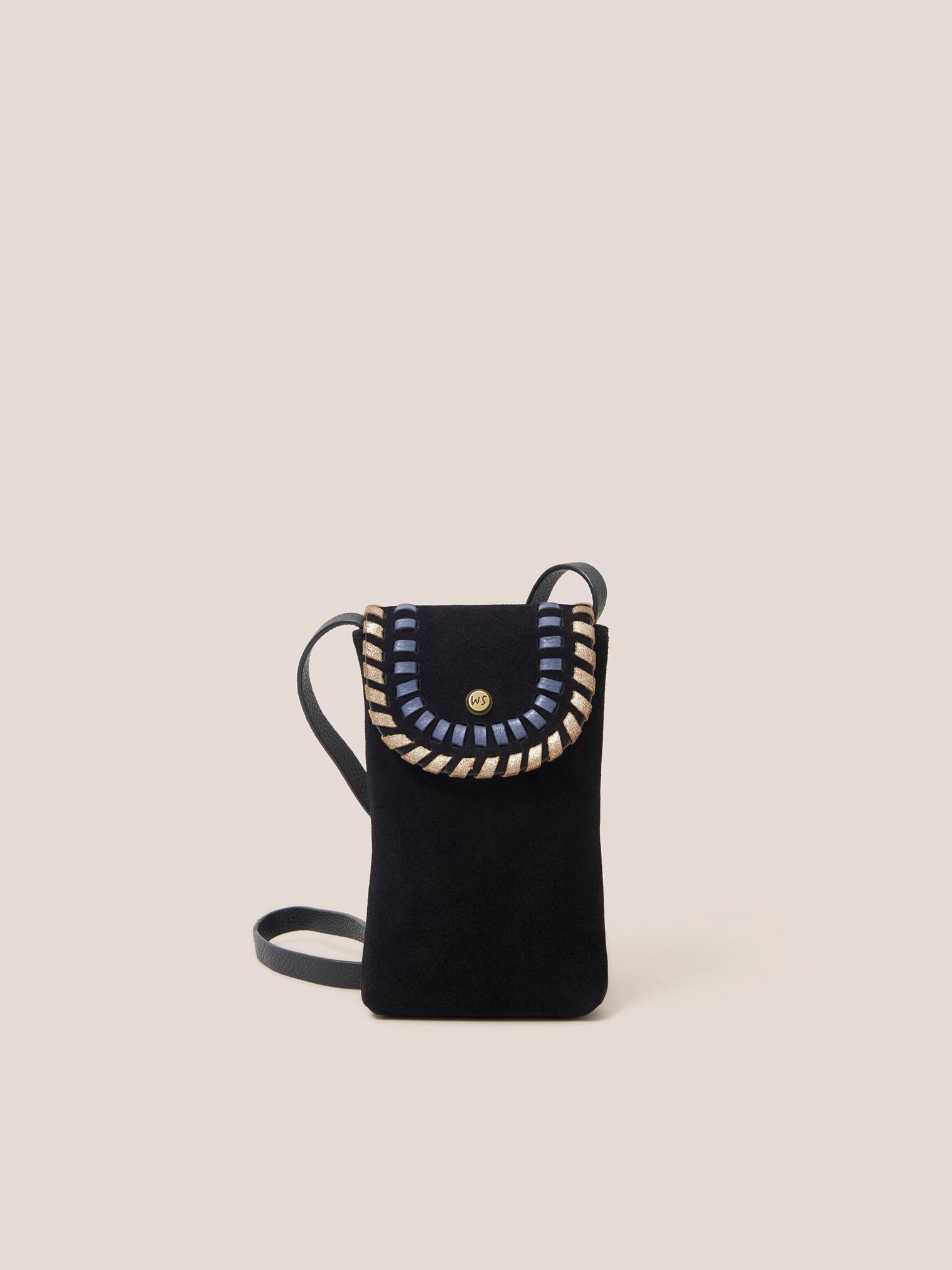 Whipstitch Leather Phone bag in BLK MLT - LIFESTYLE