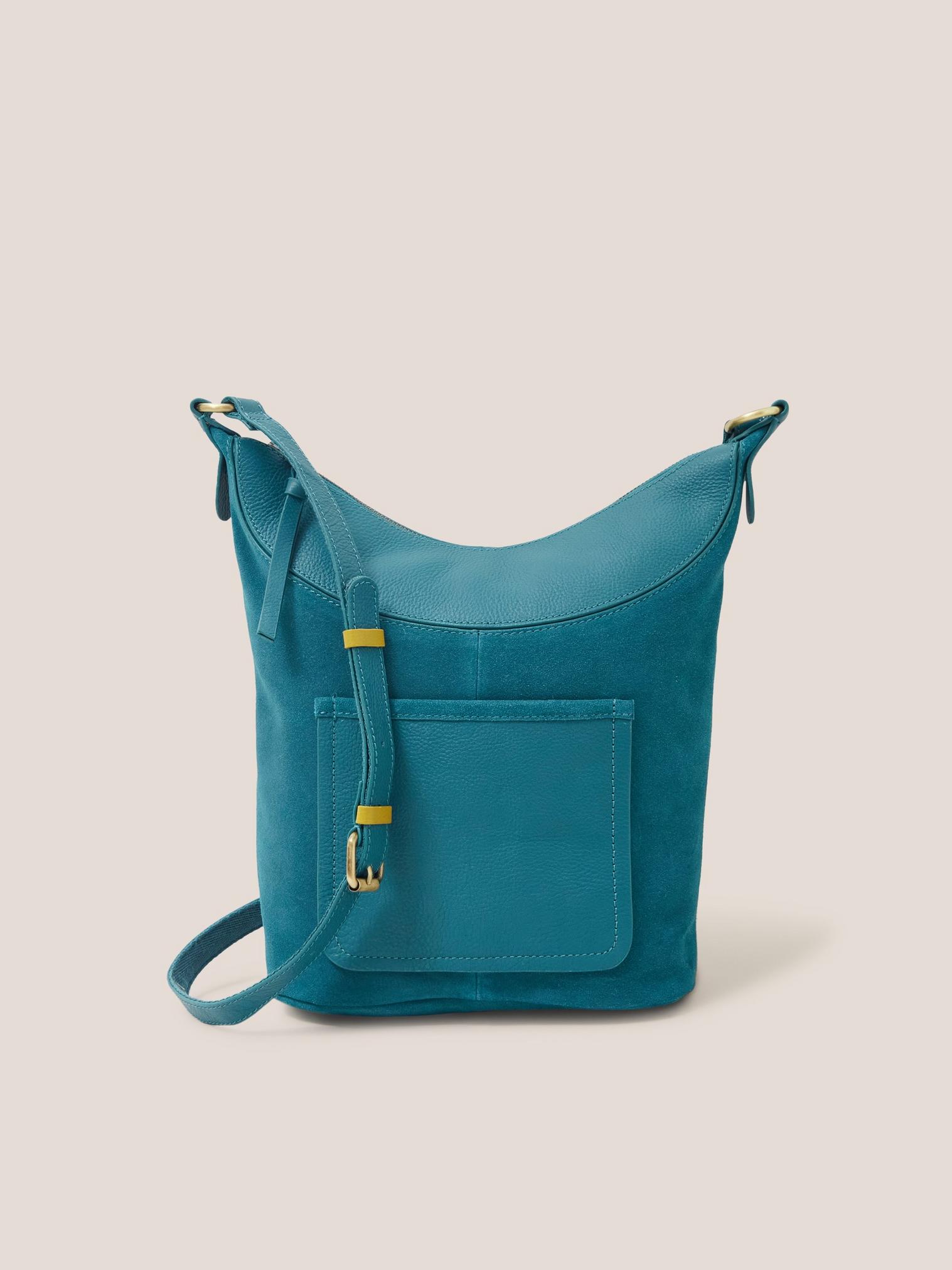 Fleur Suede Crossbody in MID TEAL - LIFESTYLE