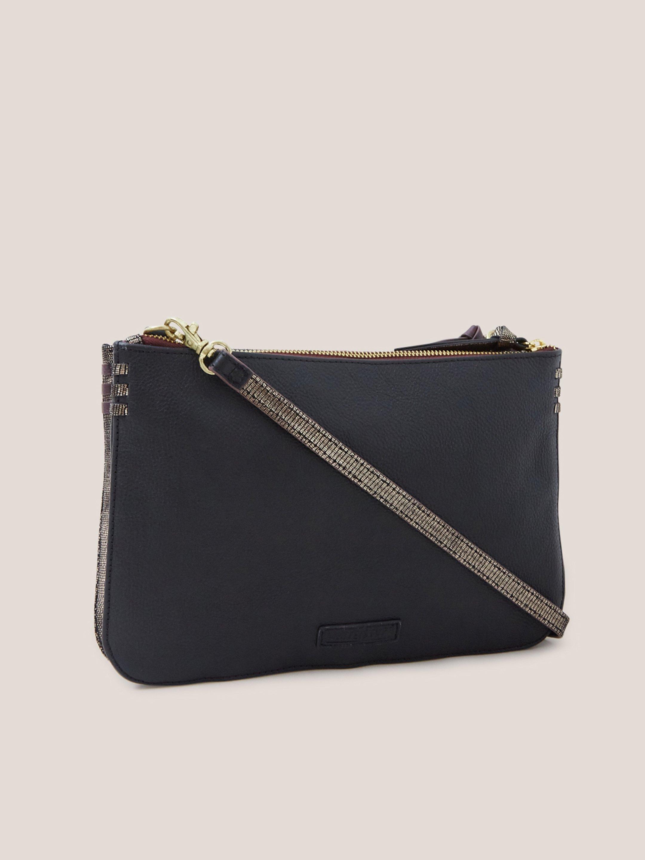 Convertible Double Pouch Bag in GLD TN MET - FLAT BACK