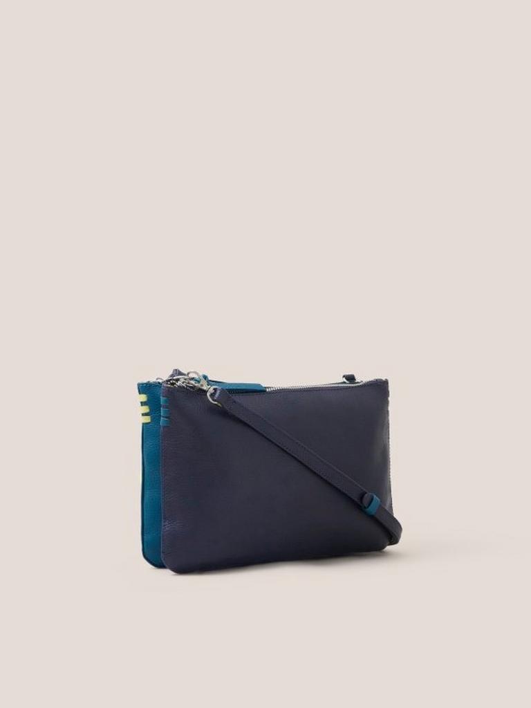 Convertible Double Pouch Bag in NAVY MULTI - FLAT BACK